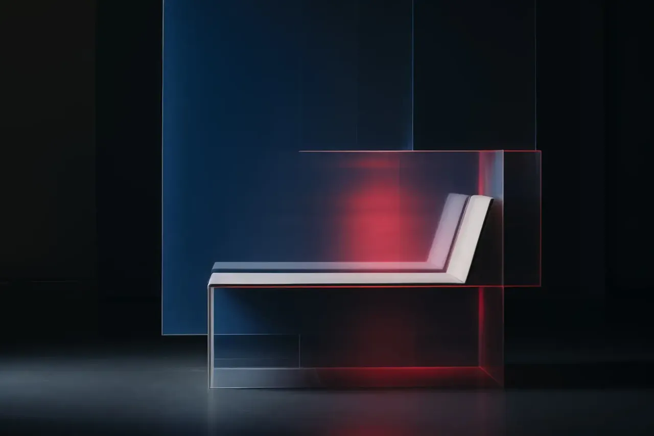 Modern Futuristic Bench with Red Lightin