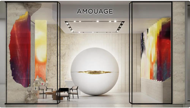 A white sphere in a room
Description automatically generated