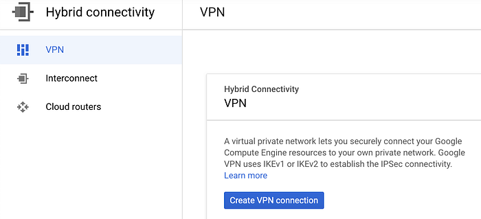 Hybrid Connectivity VPN