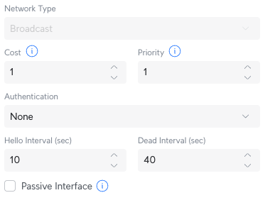 Unifi OSPF Interface Options