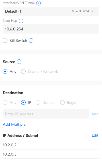 Unifi Policy-Based Route