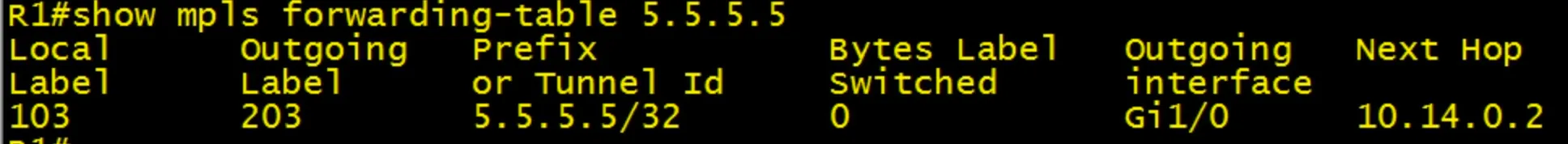 show mpls forwarding-table