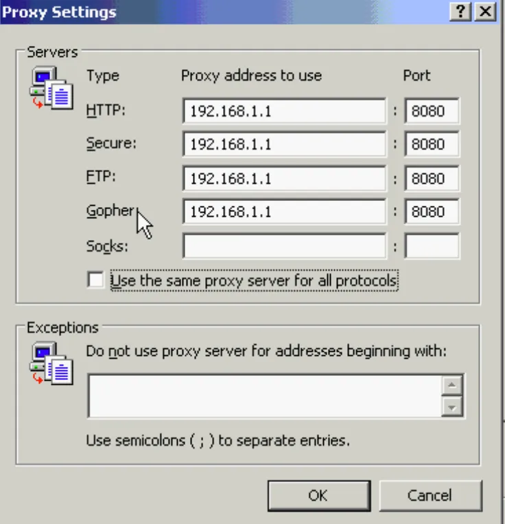 ISA Proxy Settings