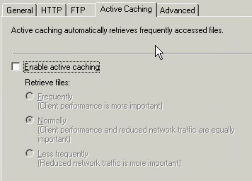 Active Cache Settings