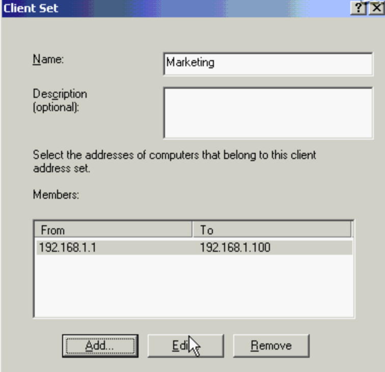 ISA Client Address set