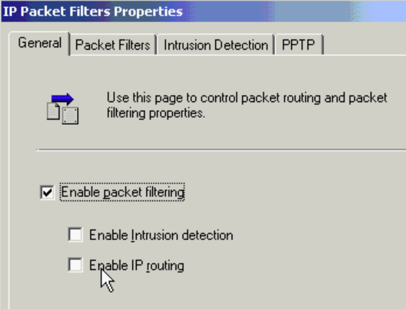 IP Packet Filters Properties