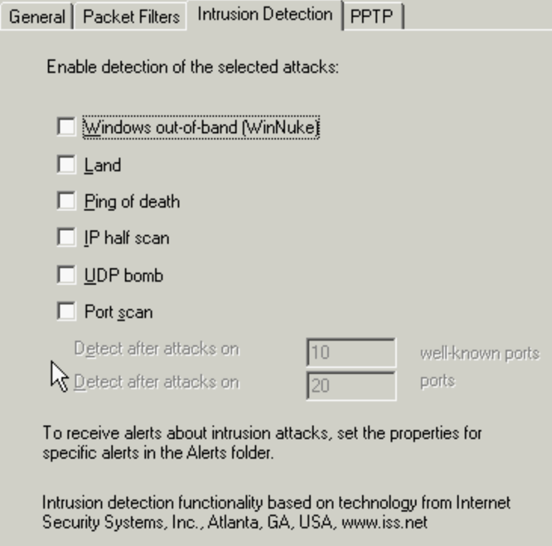 Intrusion detection settings
