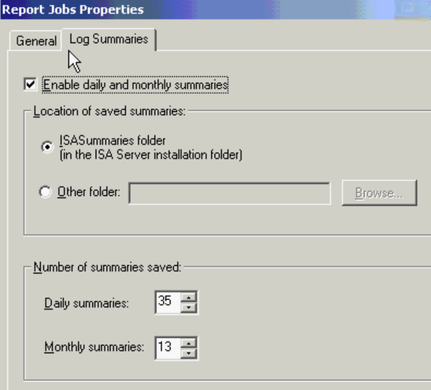 Report job settings