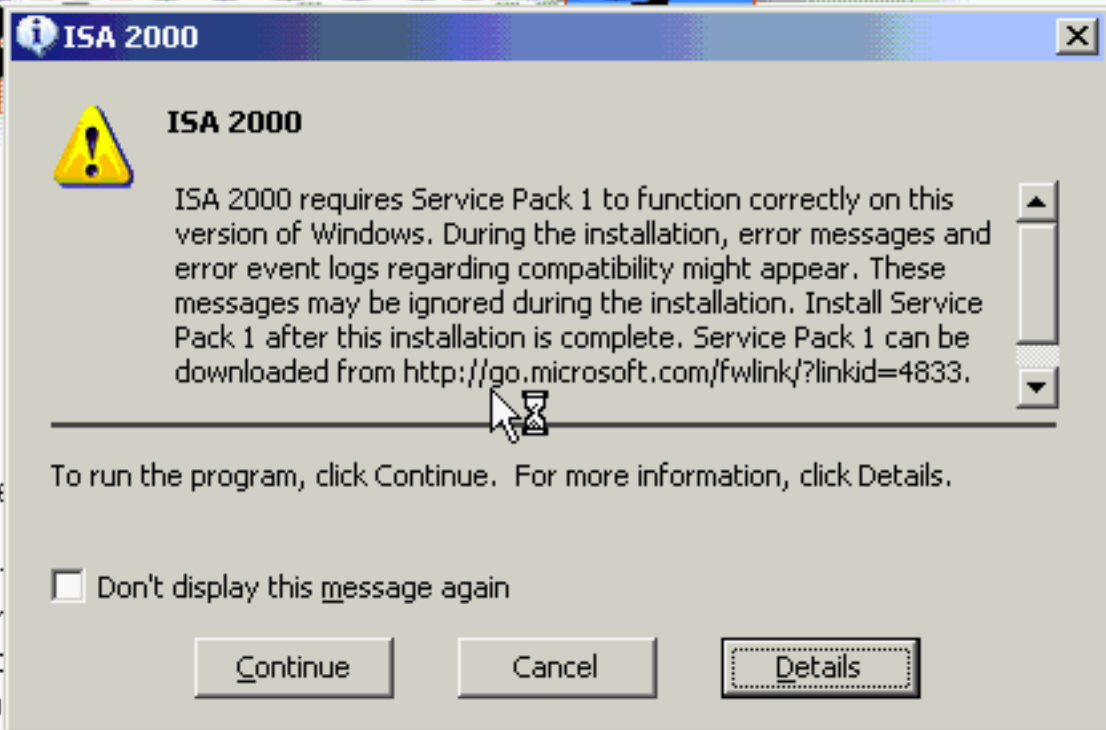 ISA Installation warning