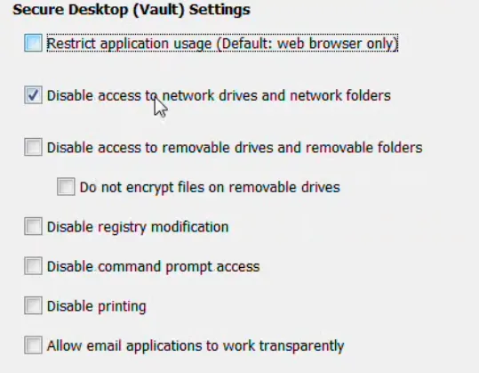 Secure Desktop Settings
