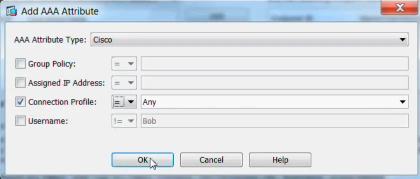 AAA Attribute Connection Profile