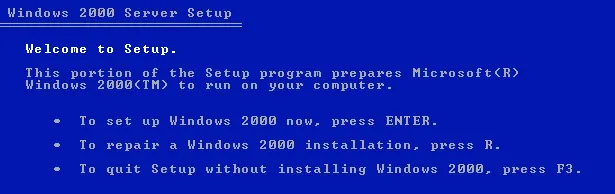 Press Enter to install Windows 2000