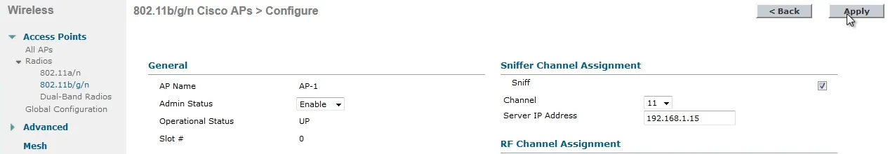 Sniffer Mode configuration