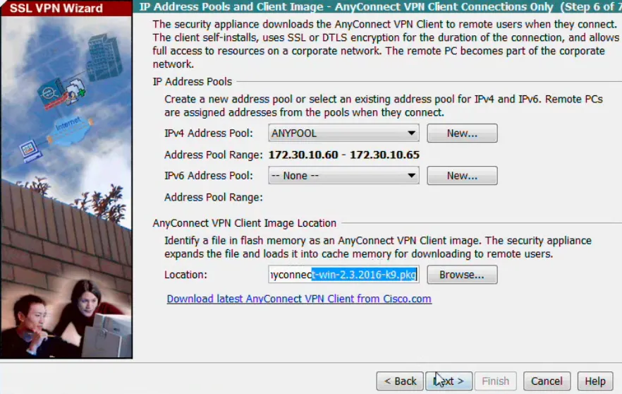 SSL VPN IP Address Pools and Client Image