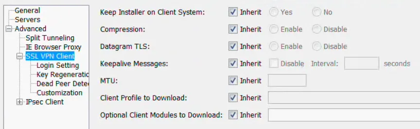 SSL VPN Client Settings