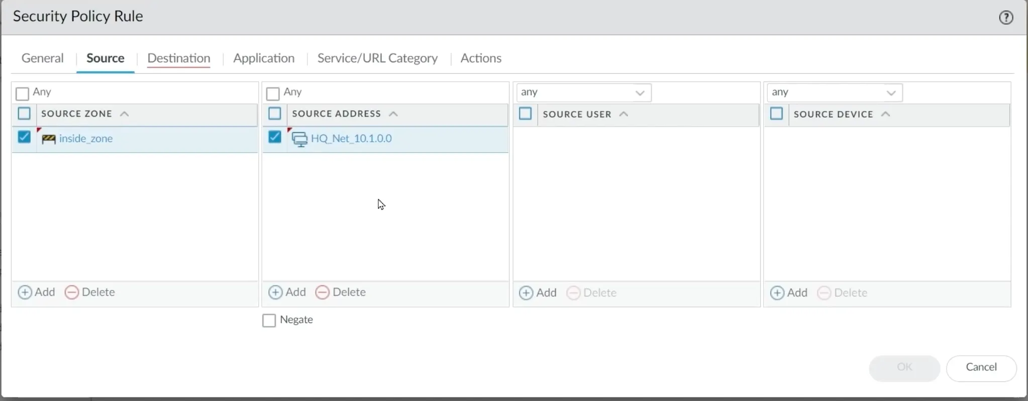 Palo Alto Security Policy Rule Source