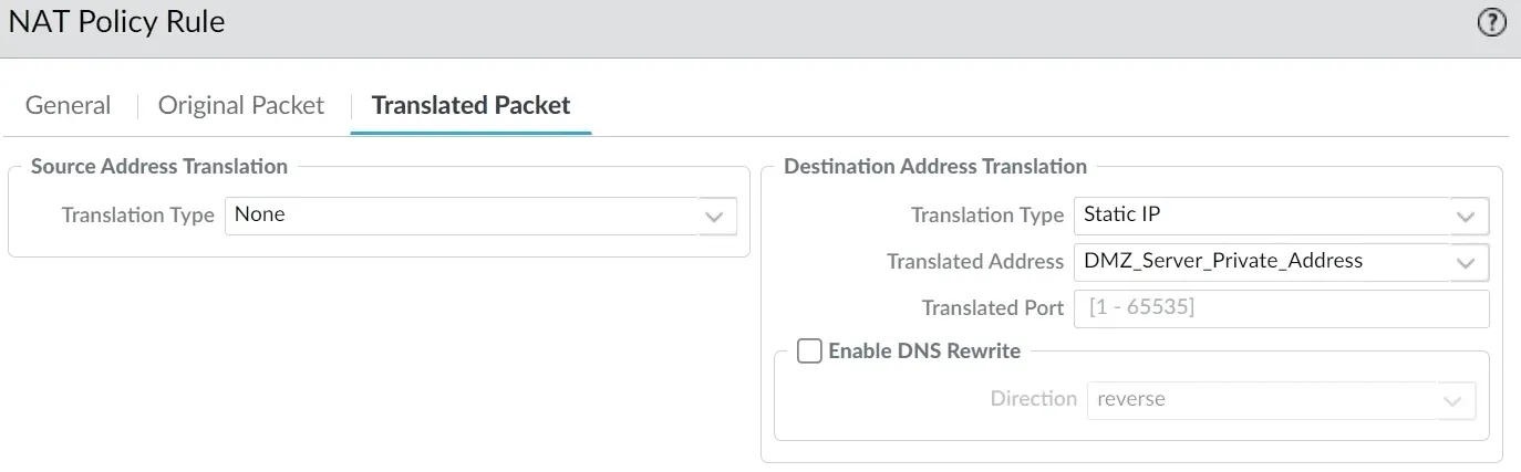 Destination NAT Translated Packet