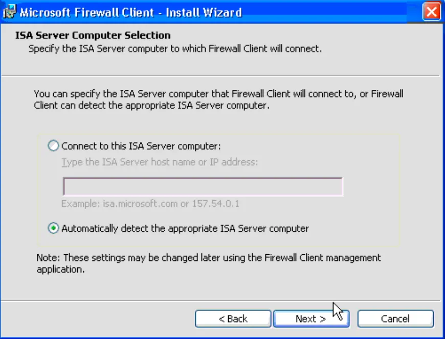 Microsoft Firewall Client - Installer