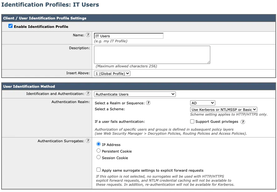 Identification profile with authentication
