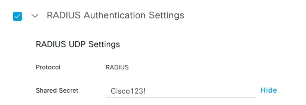 Cisco ISE Network Device RADIUS Settings