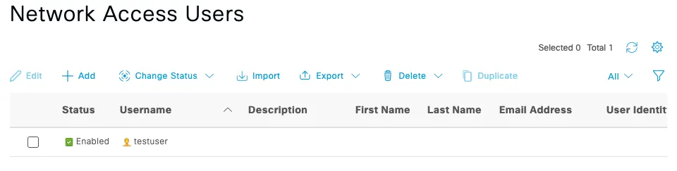 Cisco ISE Network Access Users