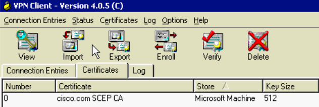 Cisco VPN Client - Certificates Tab