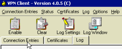 Cisco VPN Client - Log Tab