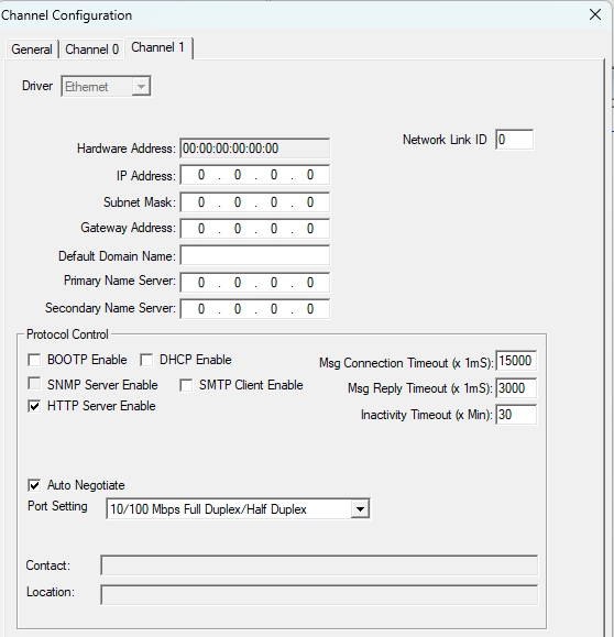 RSLogix - Channel Configuration