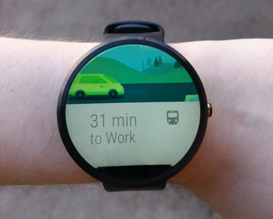 Android Wear watch says it’s time to go to work.