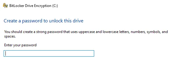 Dialog prompting for new BitLocker password