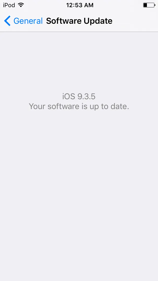 Software Update: iOS 9.3.5 is up to date