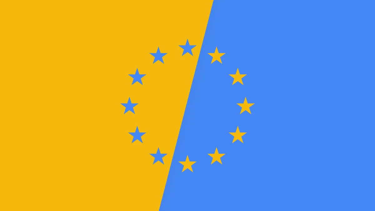 The Flag of the European Union set in Google AdSense’s color scheme.