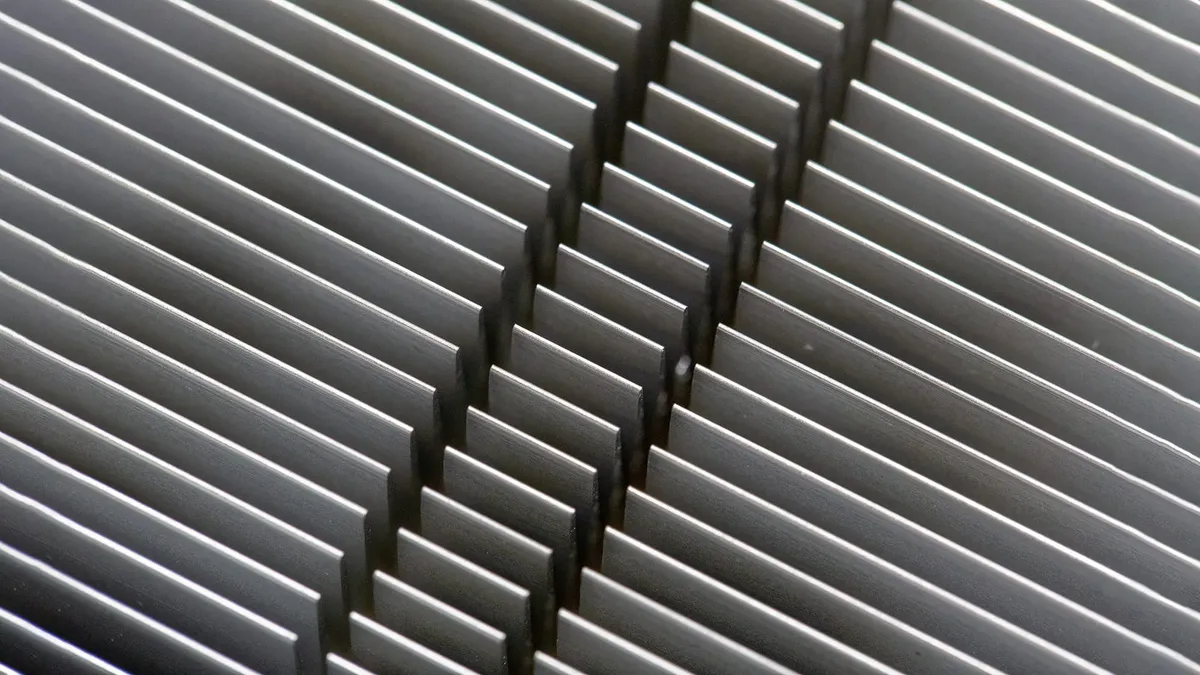 Abstract inspired by aluminum heatsink fins.
