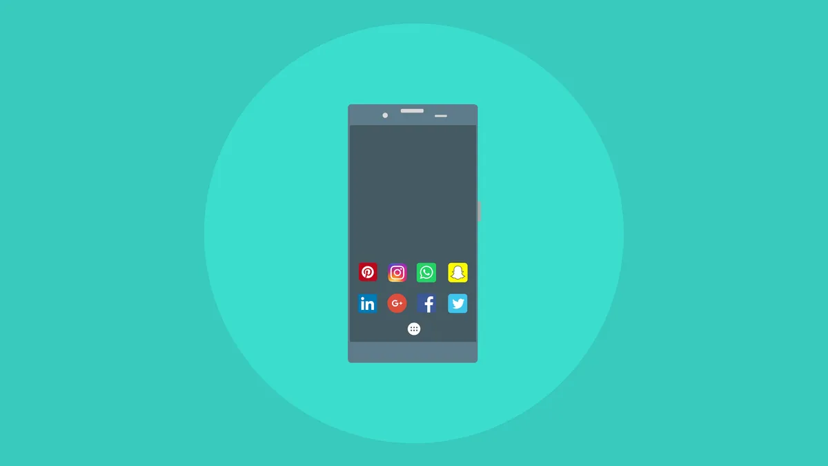 An Android smartphone showing its home screen with a grid of eight app icons.