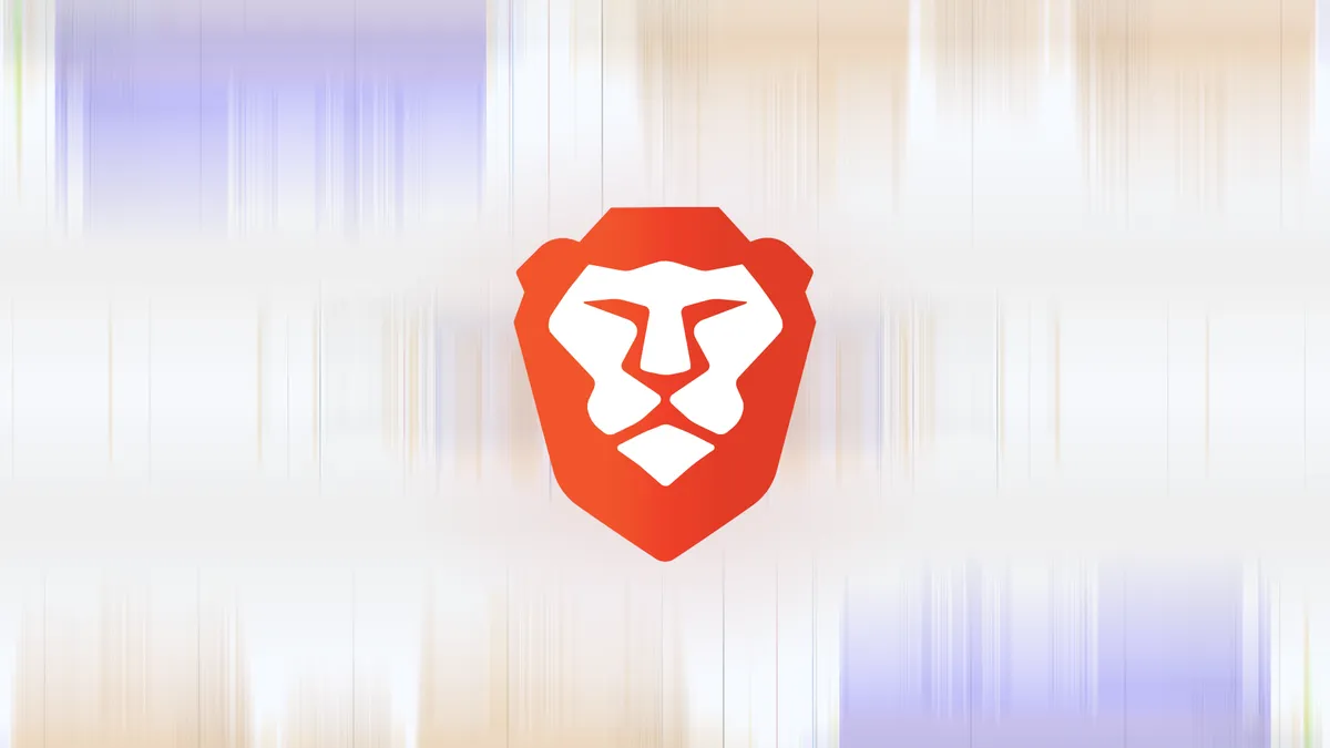 The Brave lion logo in front of blurred/illustrative performance graphs.
