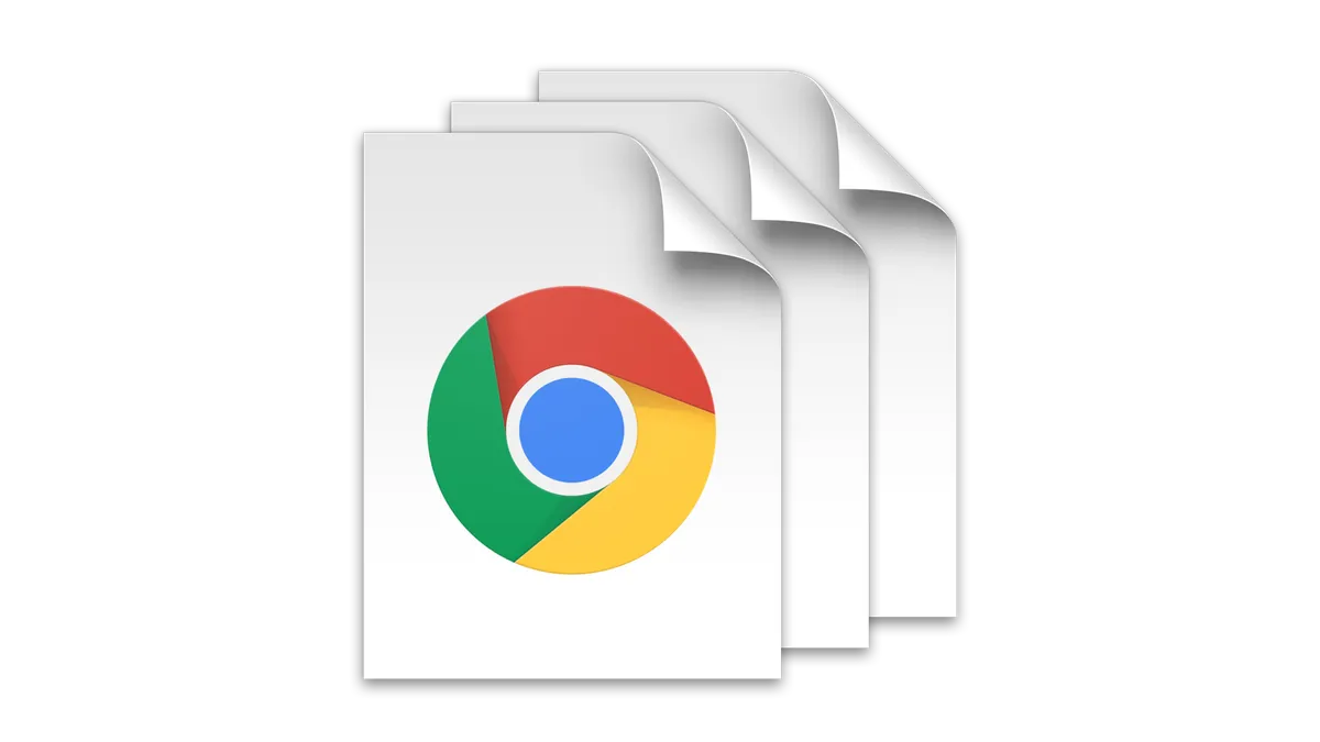 A stack of three files with the Chrome icon on them.