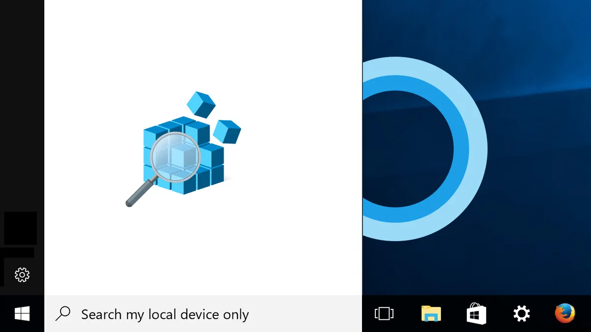 A screenshot of the Windows 10 search window showing the Windows Registry Editor icon. The Cortana logo peeks out from behind the search window.