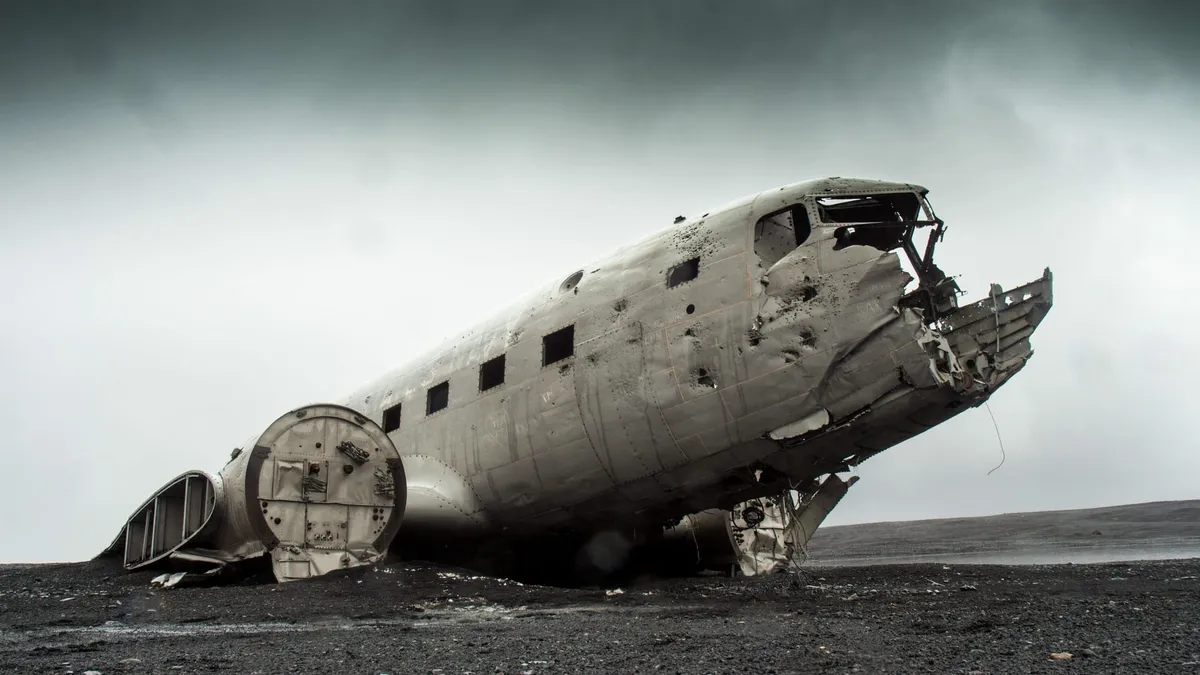 The wreak of an old airplane crash.