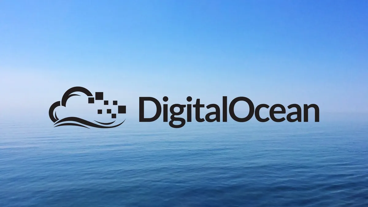 The DigitalOcean logo hovering over a large body of water.
