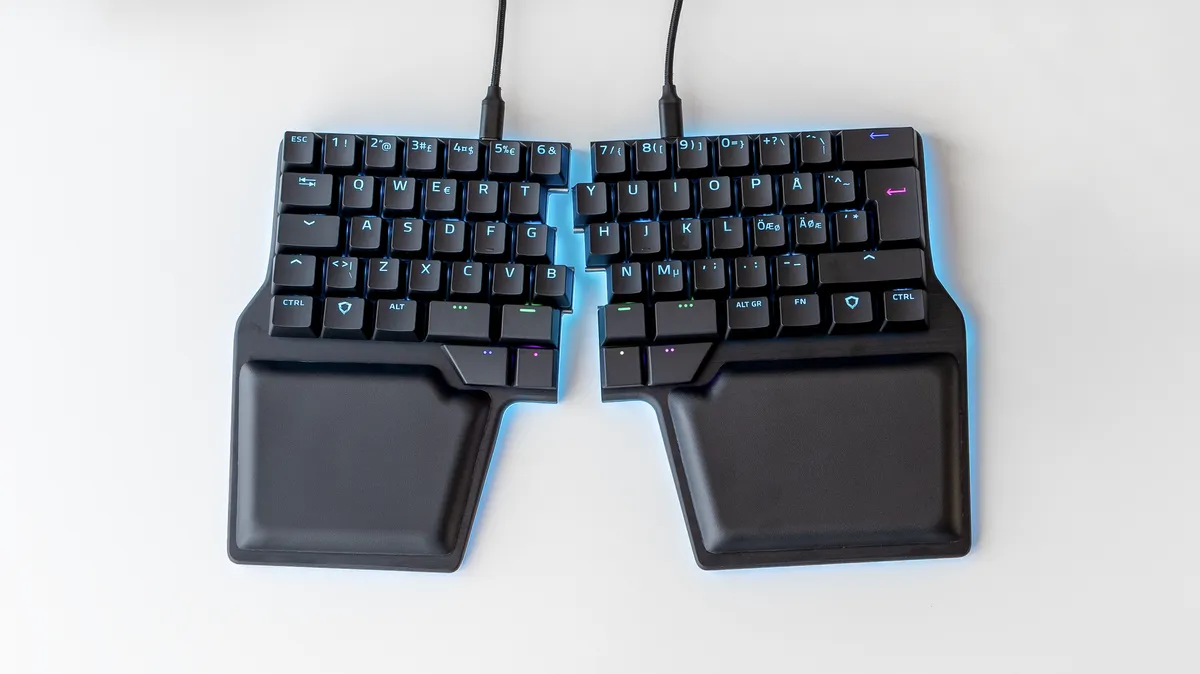The Dygma Raise split mechanical keyboard.