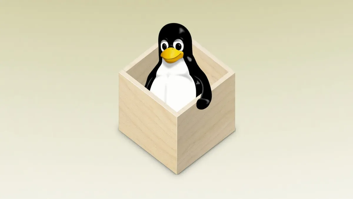 The Linux logo (“Tux the penguin”) poking up from inside the Flatpak logo (a box).