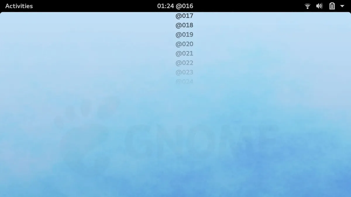 A GNOME desktop shell showing a custom time format, internet time – Swatch beats, on the top bar.