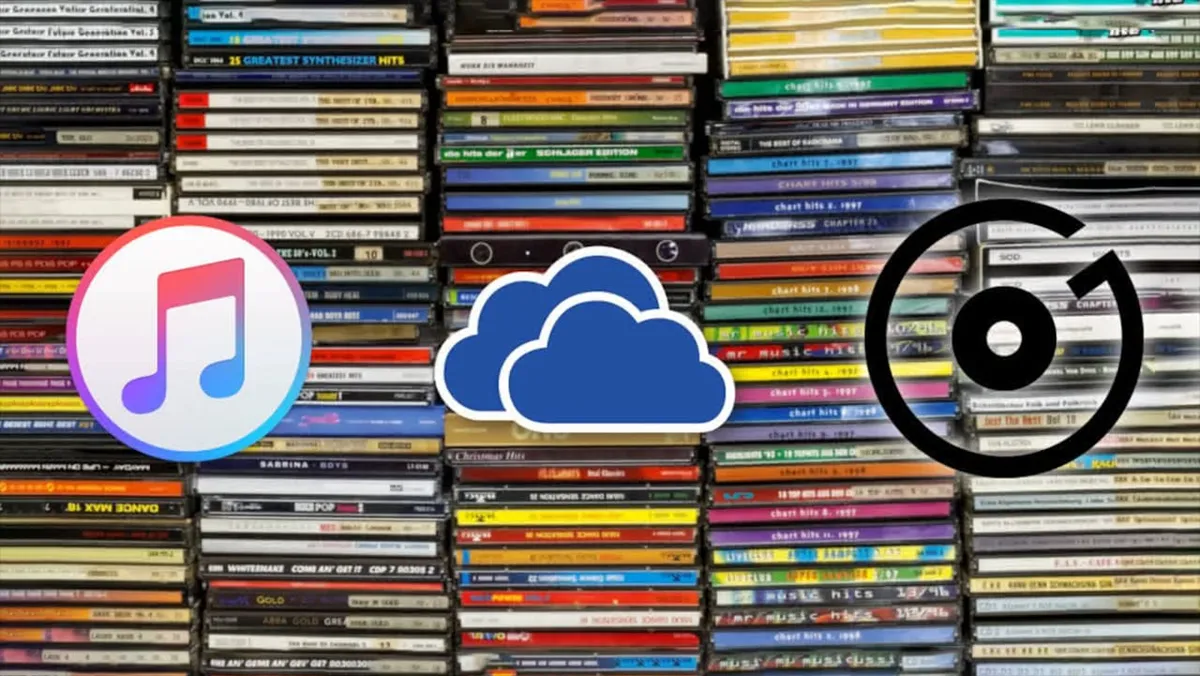 The iTunes, OneDrive, and Groove Music logos.
