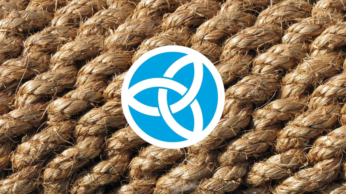 The logo for Knot Resolver in front of knotted ropes.