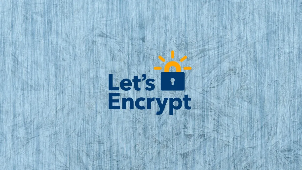 The Let’s encrypt logo against a blue background.