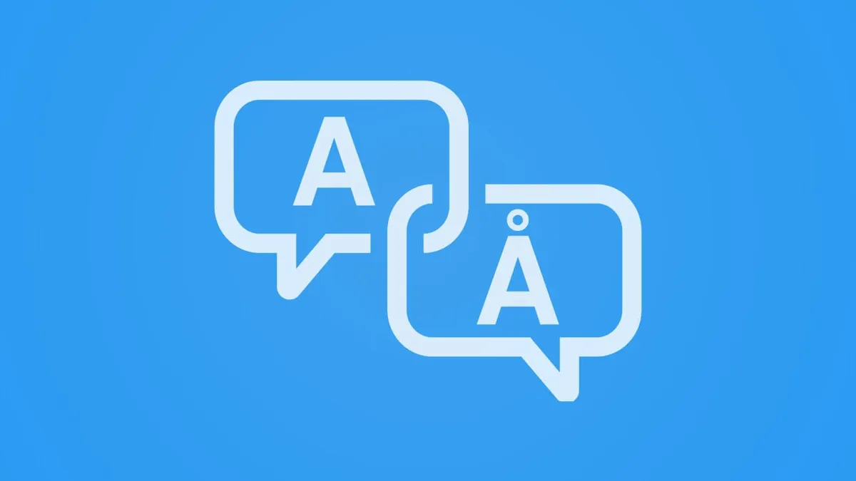 Two speech-bubbles next to each other. One contains an “A” character and the other a “Å” (a-ring) character.