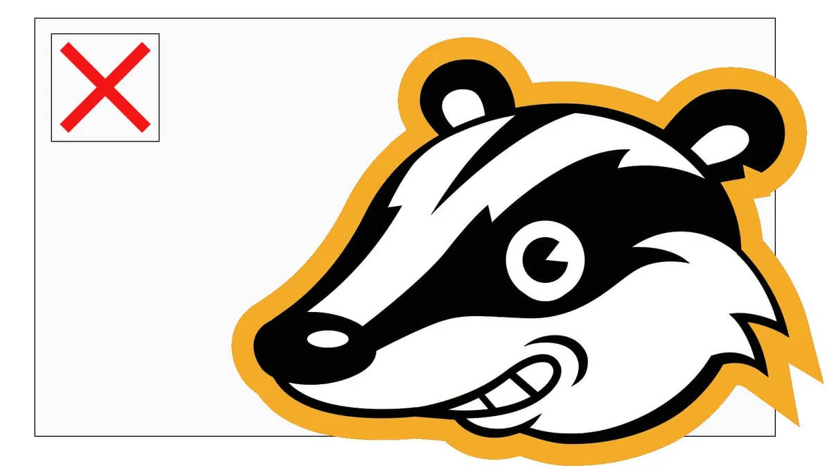 The Privacy Badger extension logo in front of a website image-frame that has failed to load the image.