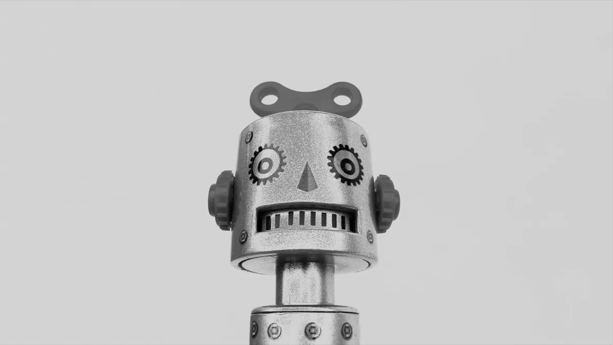 The head of a robot toy.