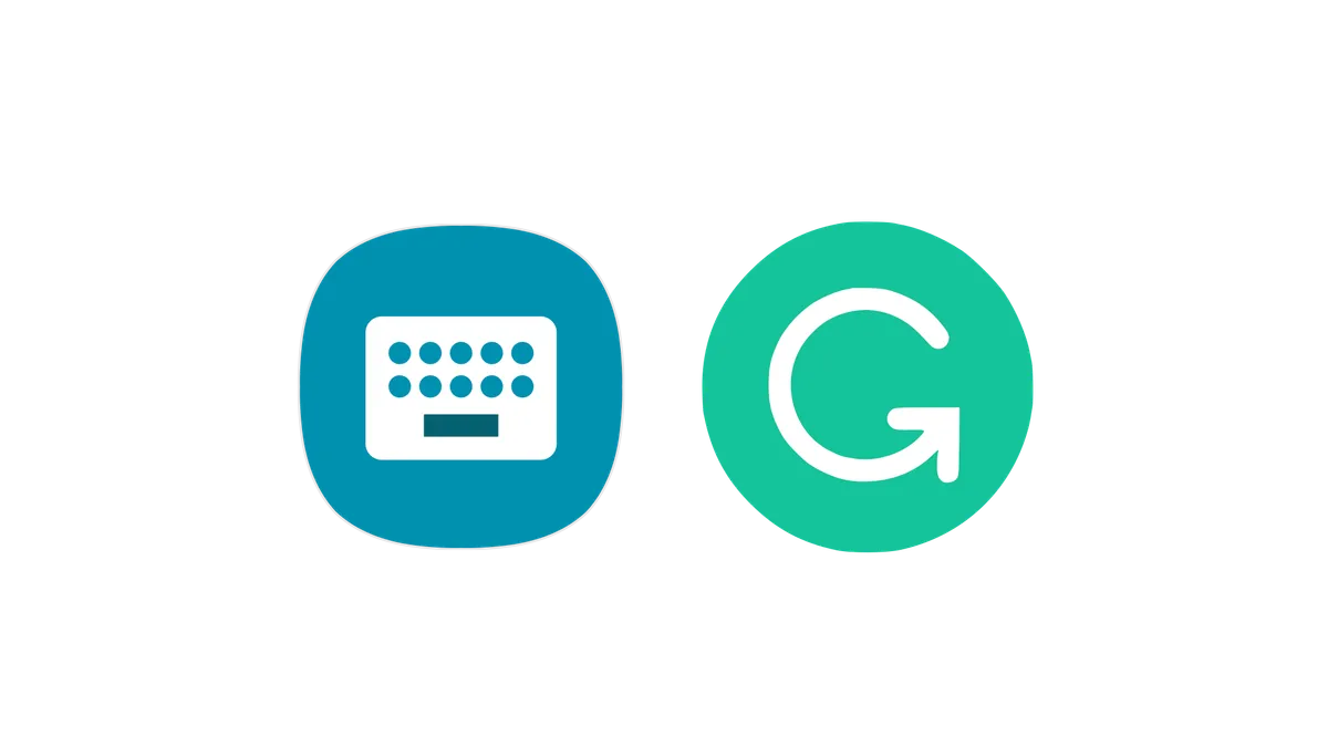 The Samsung Keyboard app icon side-by-side with the Grammarly logo.