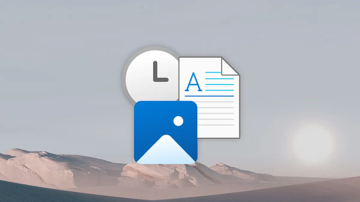 The Windows file versioning icon (composed of a clock, a picture, and a file).